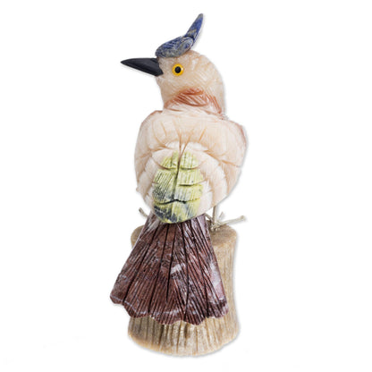 Blue Crested Bird Handcrafted Sculpture