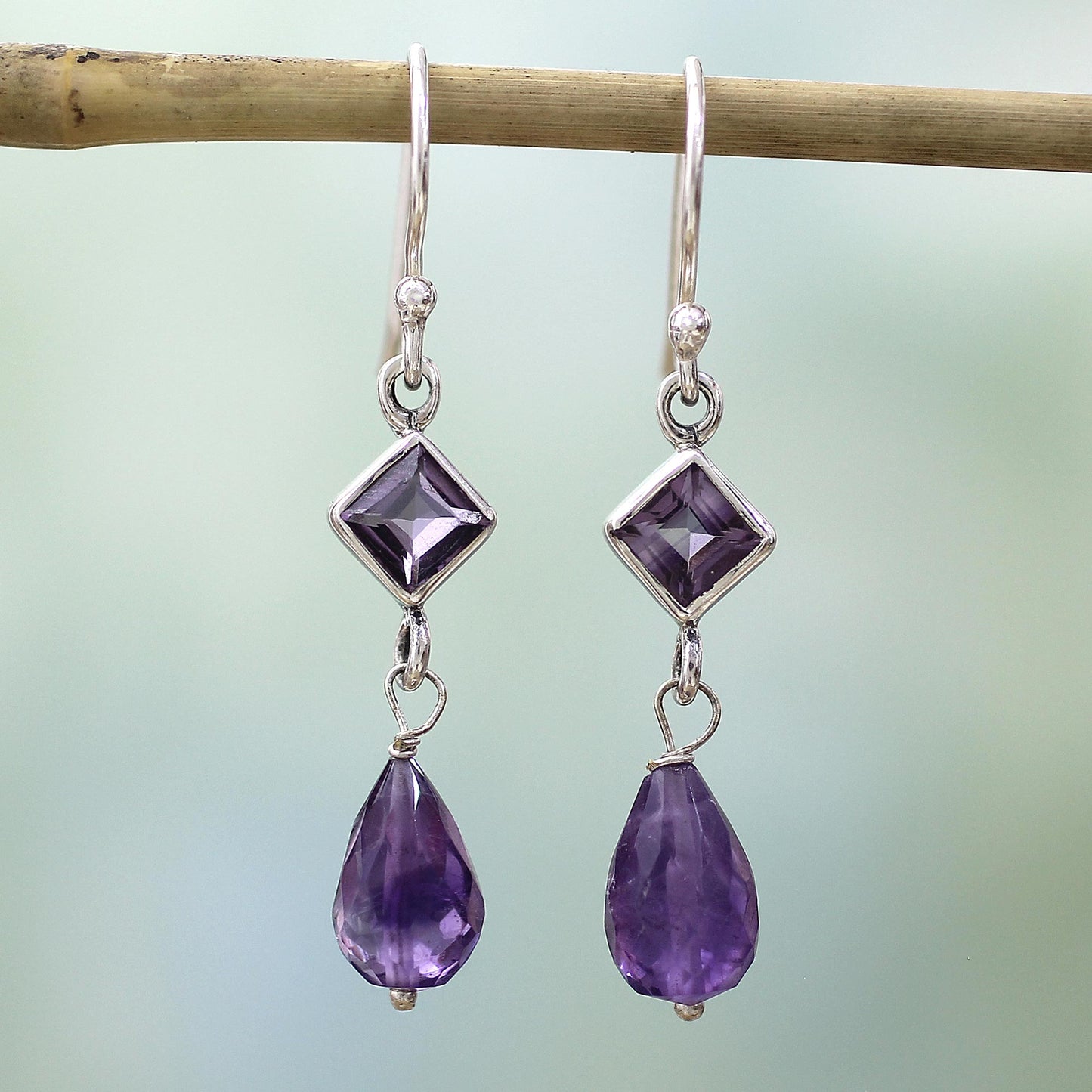 Precious Purple Sterling Silver and Amethyst Dangle Earrings