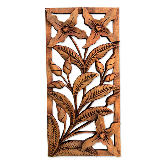 Spirit of the Wild Orchids Floral Wood Relief Panel