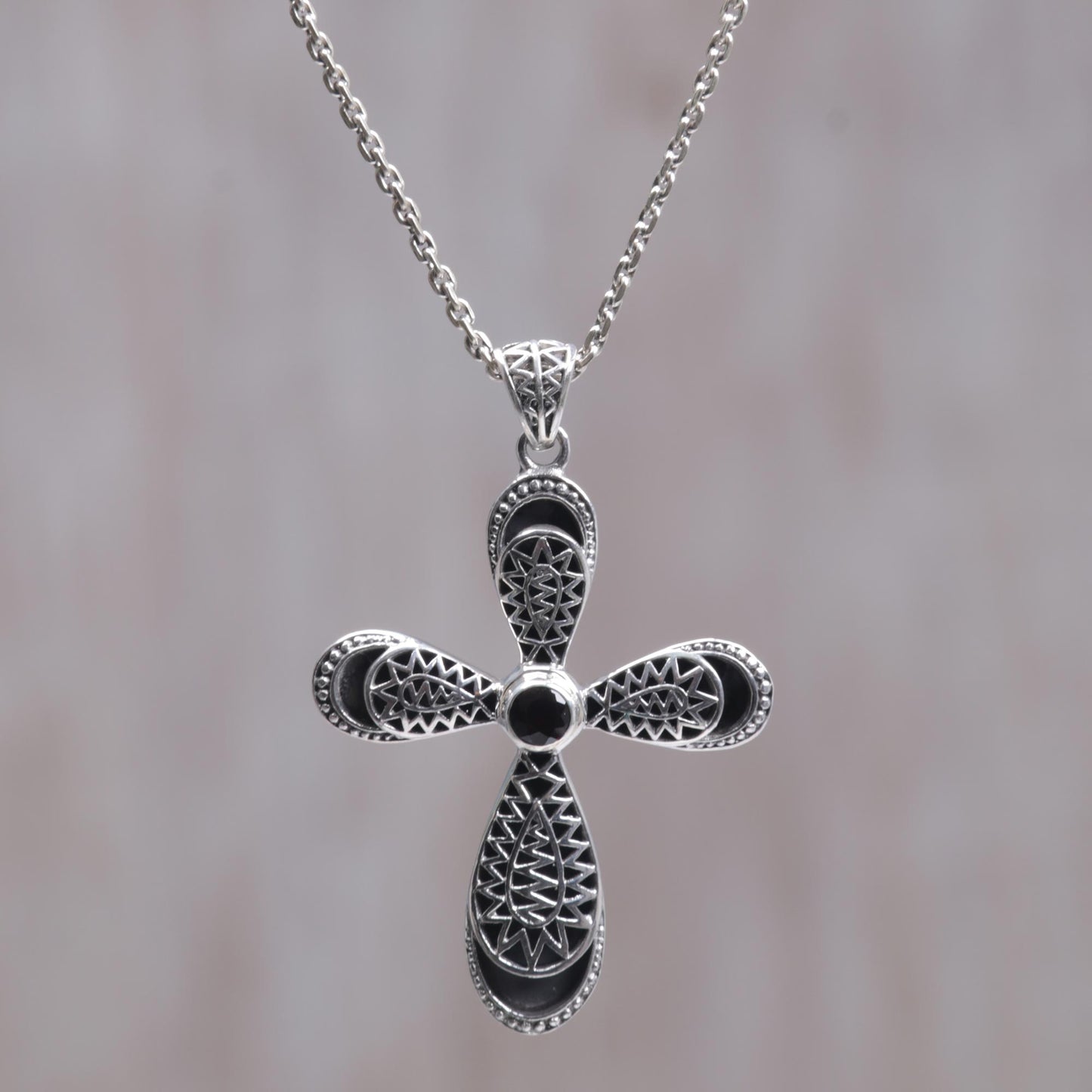 Heaven's Embrace Garnet cross necklace