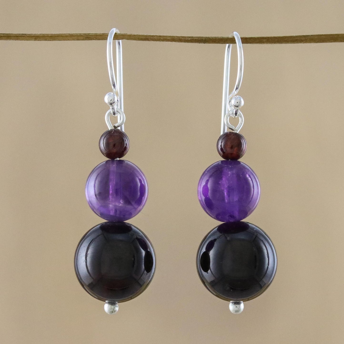 Sweet Love Beaded Garnet Earrings