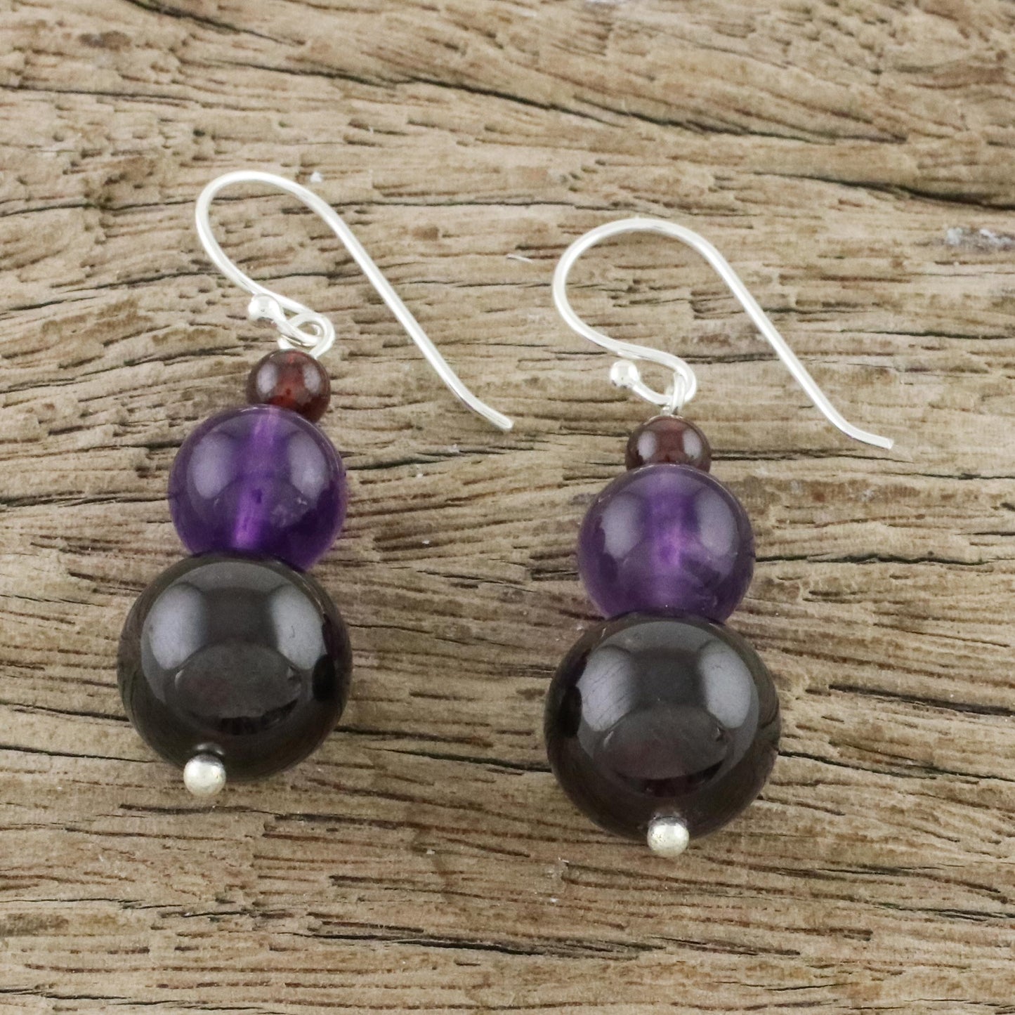 Sweet Love Beaded Garnet Earrings