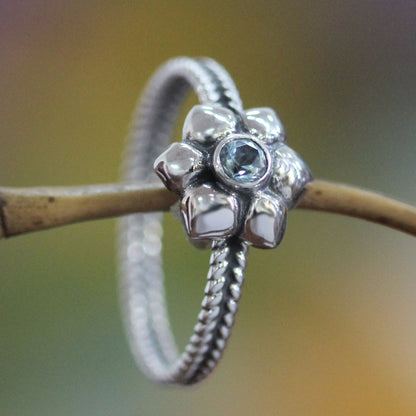 Narcissus of December Indonesian Sterling Silver and Blue Topaz Ring