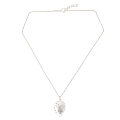 Loving Elephants Sterling Silver Pendant Necklace