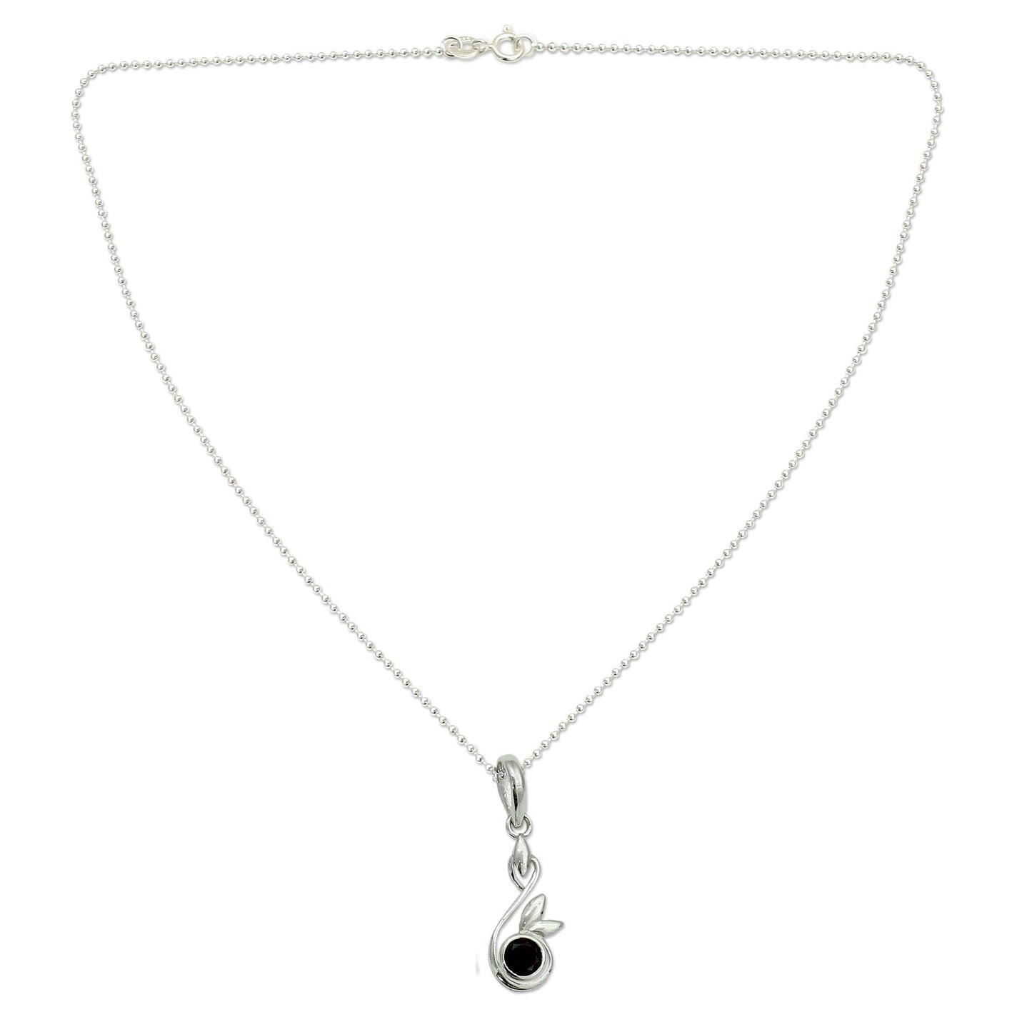 New Growth Indian Sterling Silver and Garnet Necklace from India
