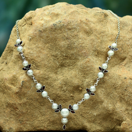 Princess of Mumbai Pearl and Garnet Necklace