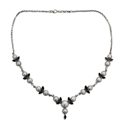 Princess of Mumbai Pearl and Garnet Necklace