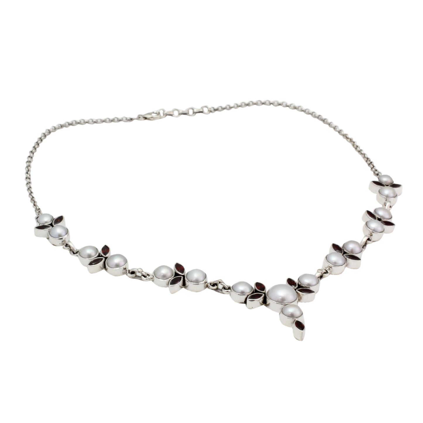 Princess of Mumbai Pearl and Garnet Necklace