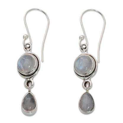 Shimmer Moonstone Sterling Silver Dangle Earrings