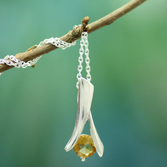 Chennai Sun Modern Jewelry Sterling Silver and Citrine Necklace