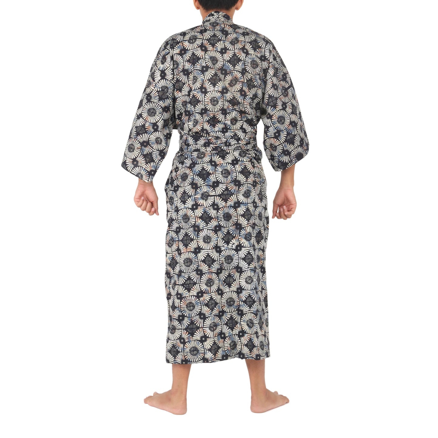 Men's Cotton Midnight Fireworks Blue Batik Robe