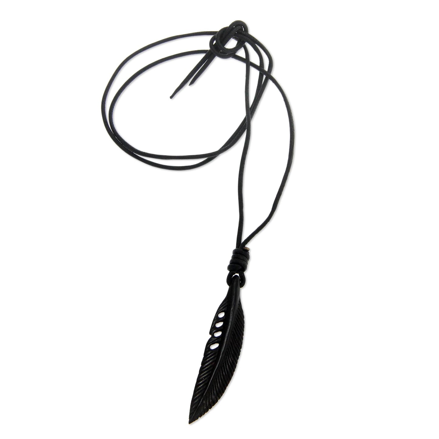 Men's Crow Feather Totem Buffalo Horn Necklace