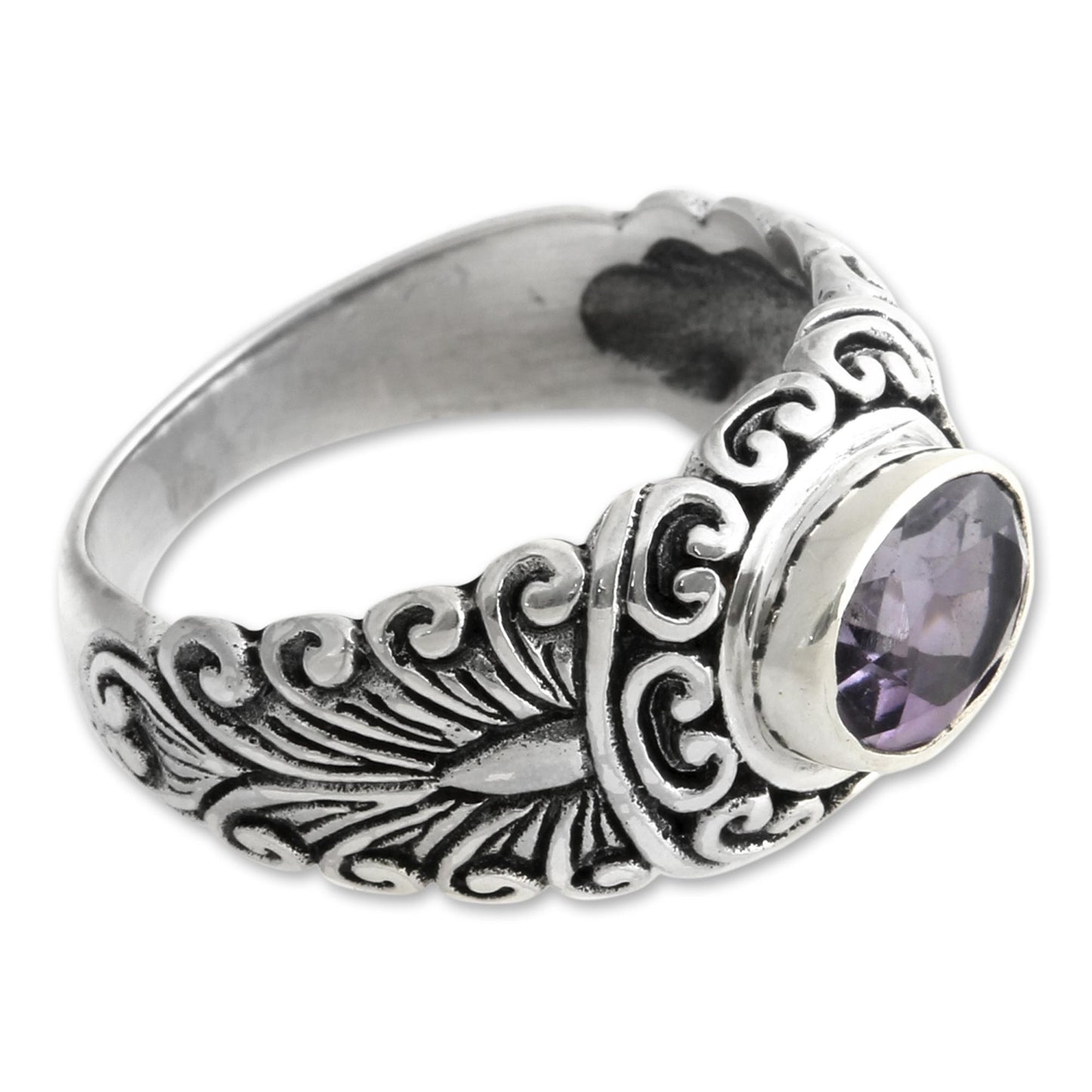 Sumatra Splendor Amethyst solitaire ring