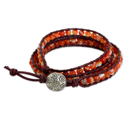 Forest Flower Hand Made Carnelian Wrap Bracelet