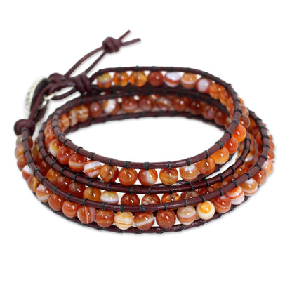 Forest Flower Hand Made Carnelian Wrap Bracelet