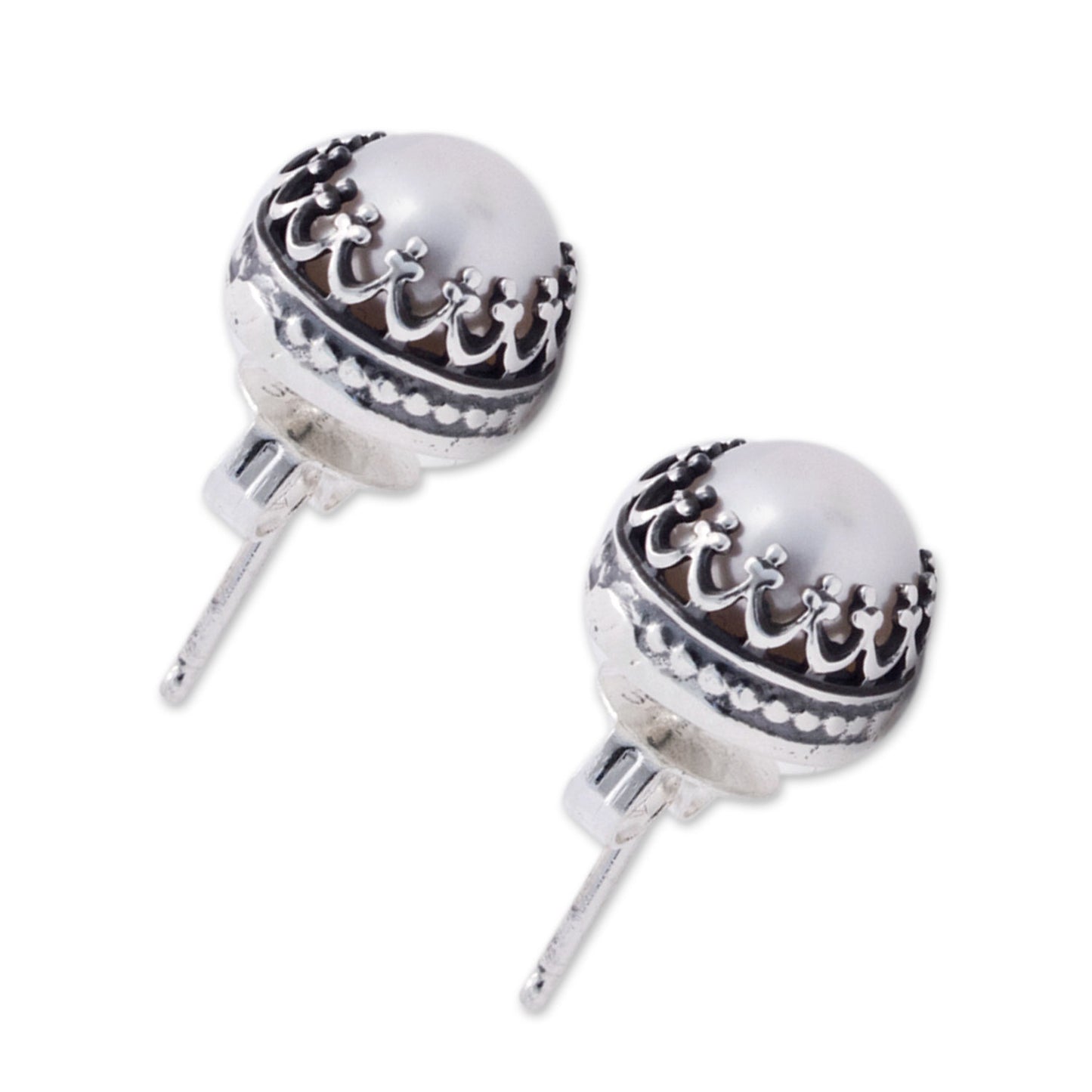 Taxco Royalty Hand Crafted Bridal Earrings Fine Silver with Pearls