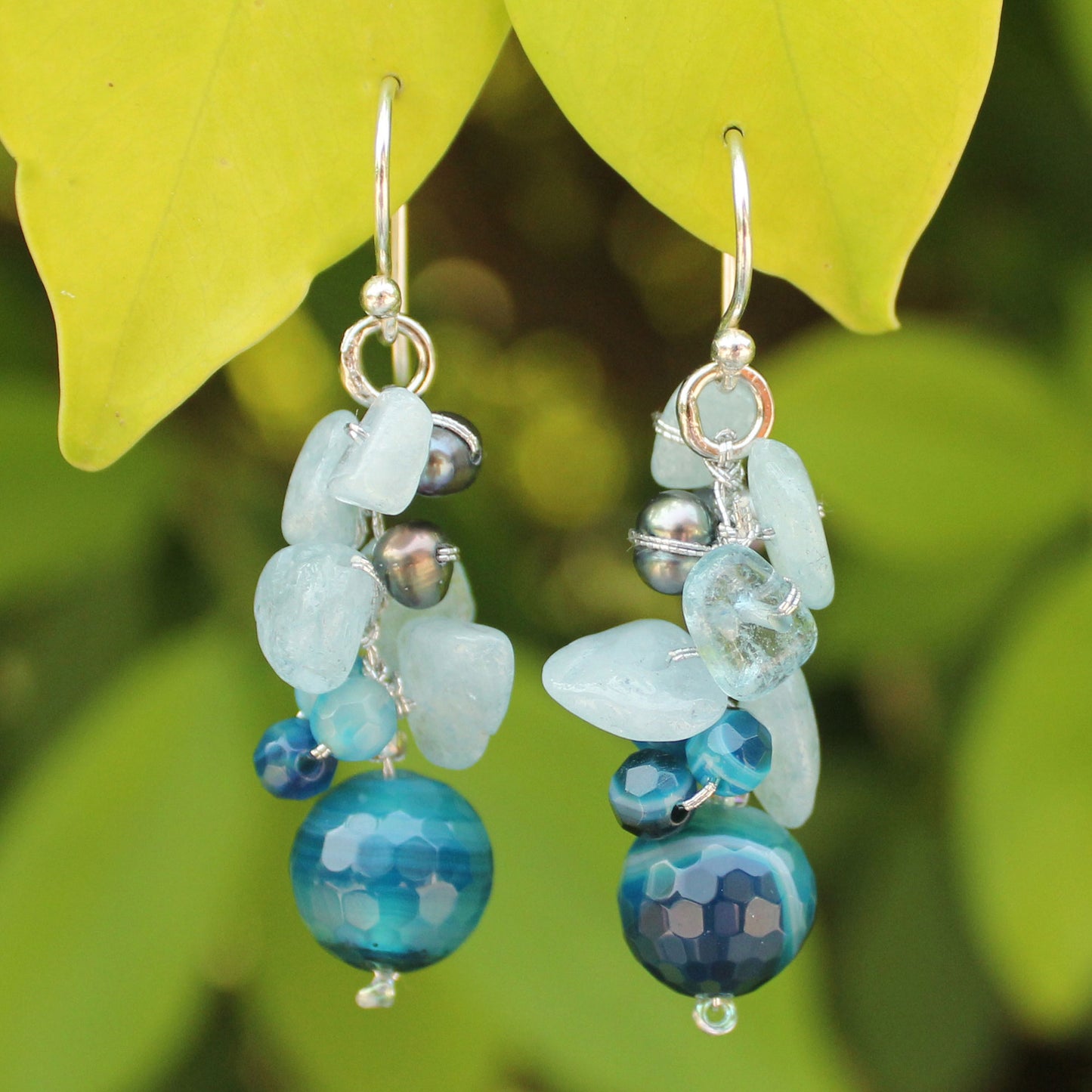 Azure Love Gemstone & Pearl Beaded Earrings