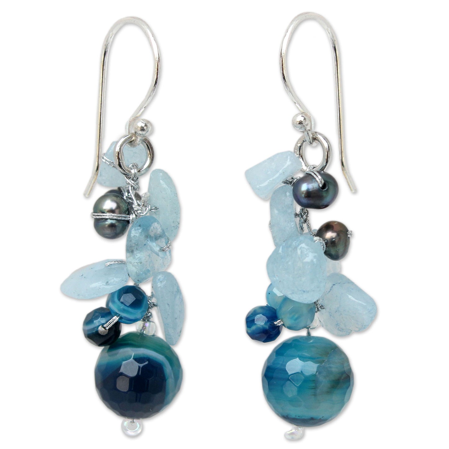 Azure Love Gemstone & Pearl Beaded Earrings