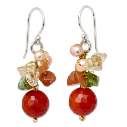 Radiant Love Pearl & Gemstone Cluster Earrings