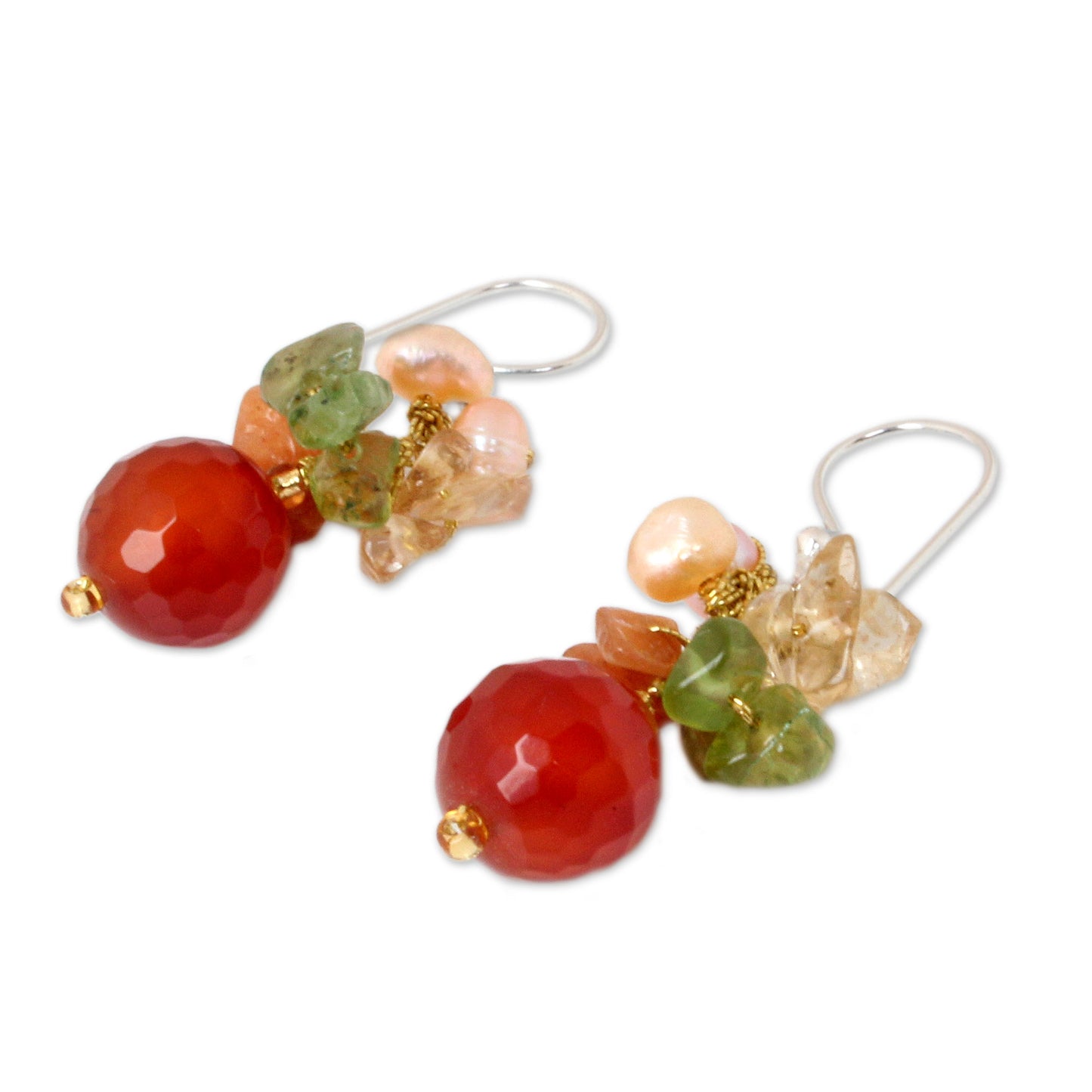 Radiant Love Pearl & Gemstone Cluster Earrings