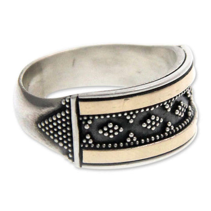 Golden Armor Unique Sterling Silver and Gold Accent Ring from Indonesia