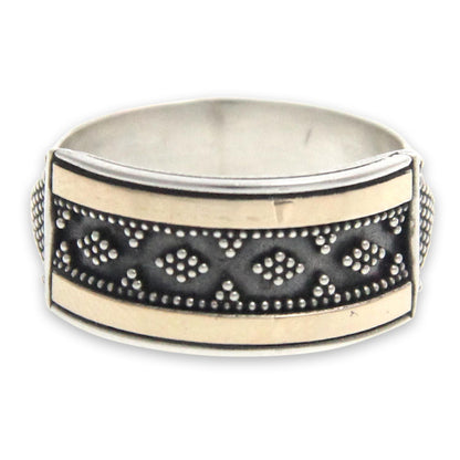 Golden Armor Unique Sterling Silver and Gold Accent Ring from Indonesia