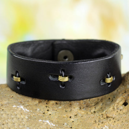 Hide & Seek Men's Black Leather Bracelet