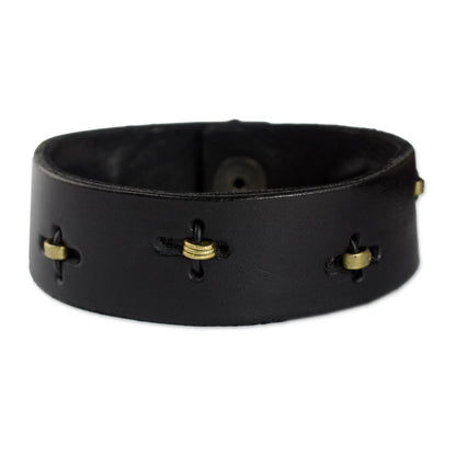 Hide & Seek Men's Black Leather Bracelet