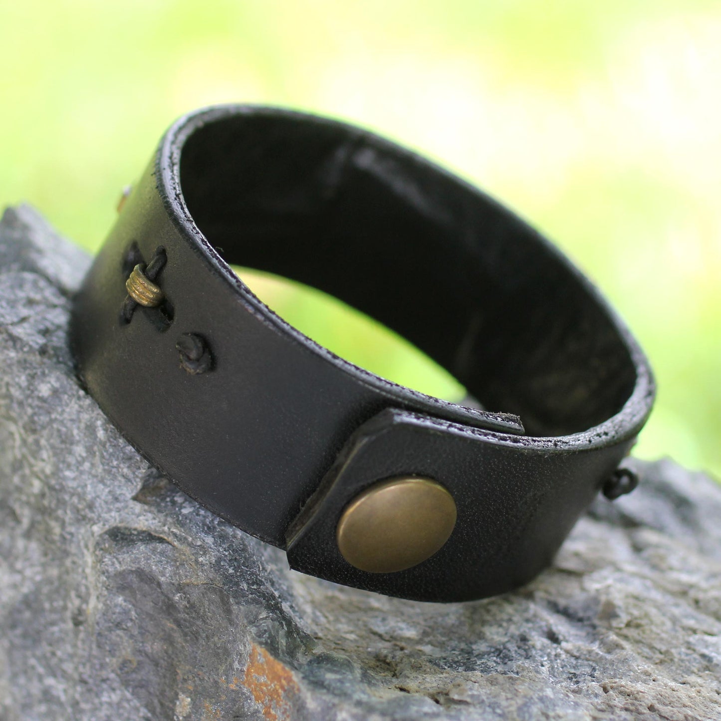 Hide & Seek Men's Black Leather Bracelet