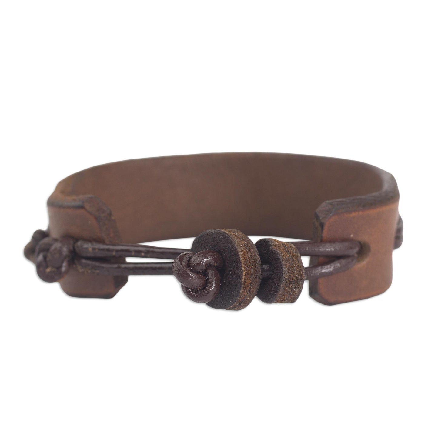 Stand Alone in Brown Men's Handcrafted Leather Wristband Bracelet