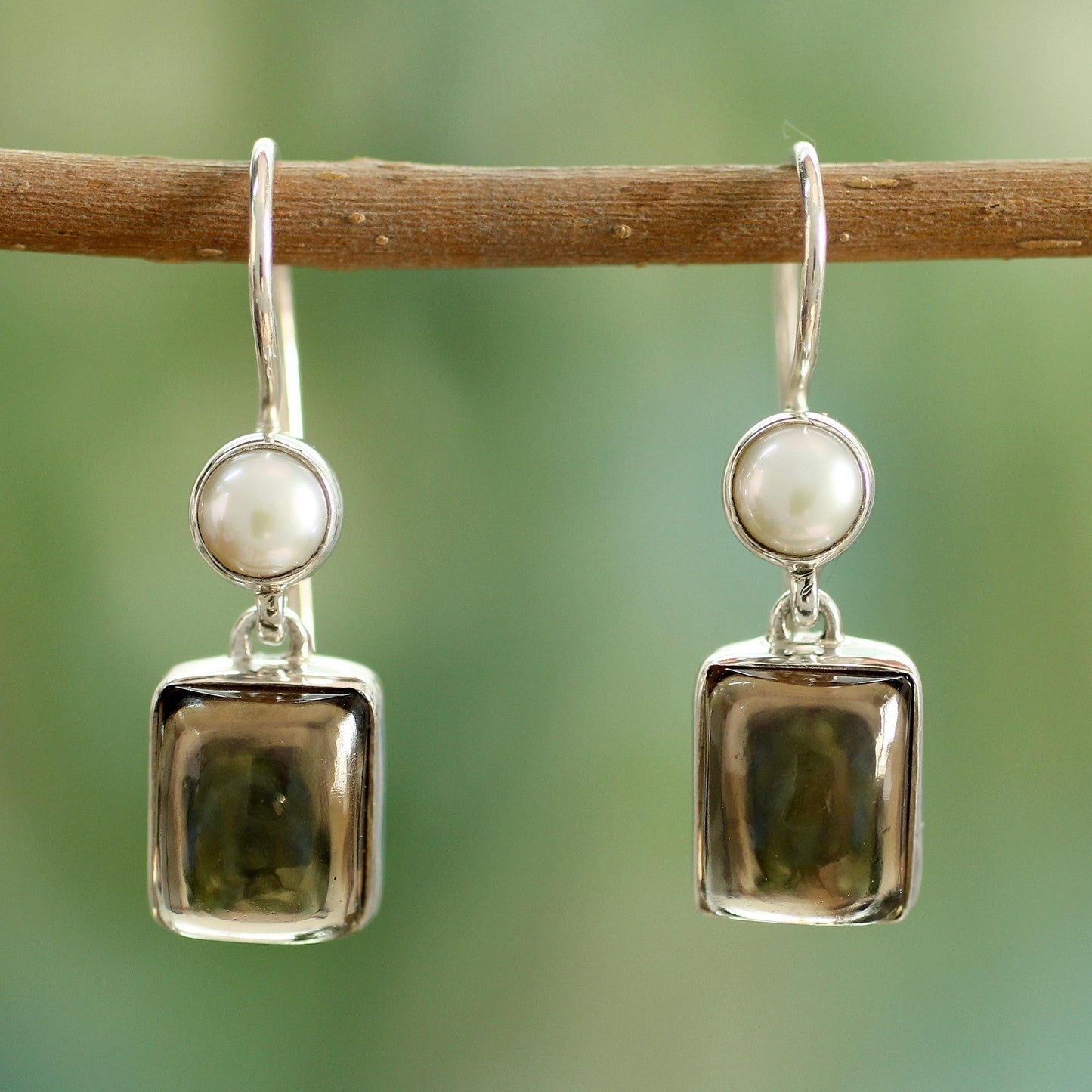 Smoky Quartz & Freshwater Pearl Earrings