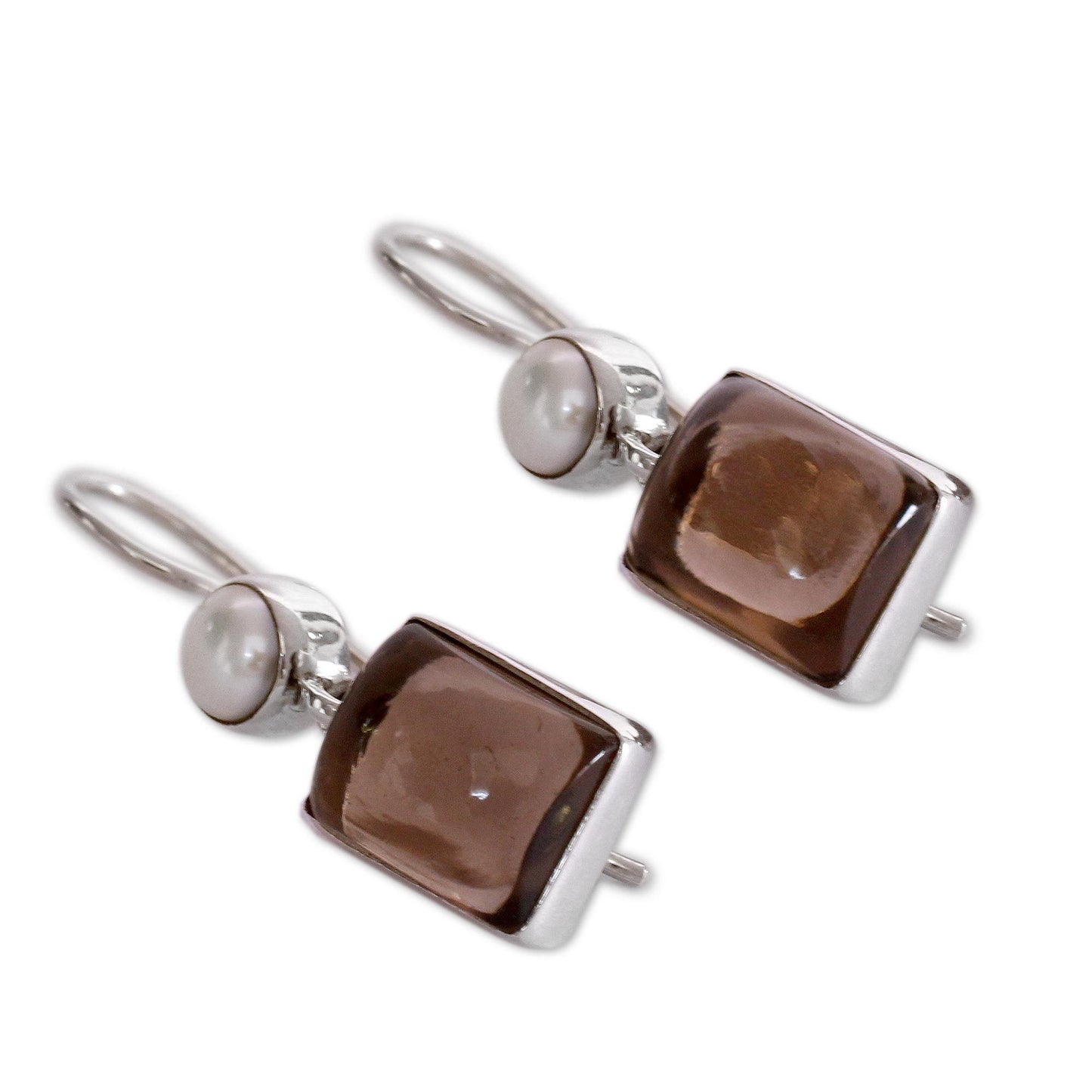 Smoky Quartz & Freshwater Pearl Earrings