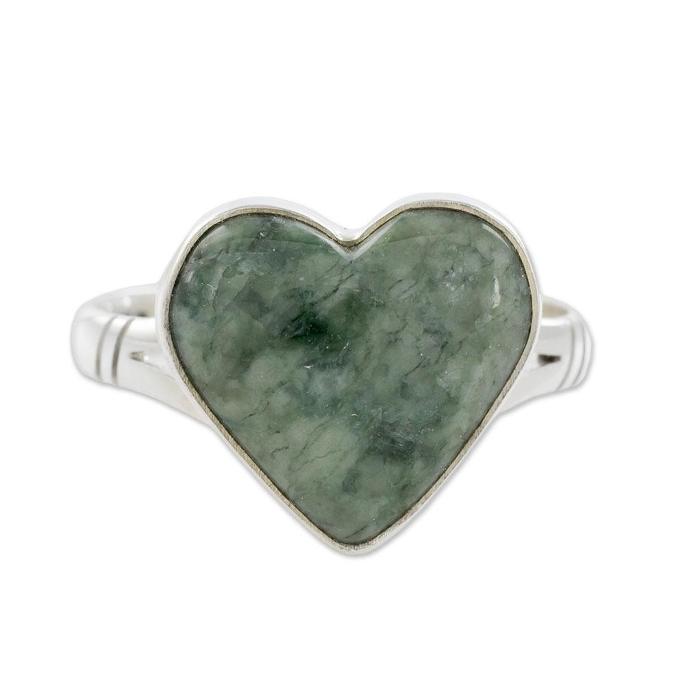 NOVICA - Handcrafted Jade & Sterling Silver Ring