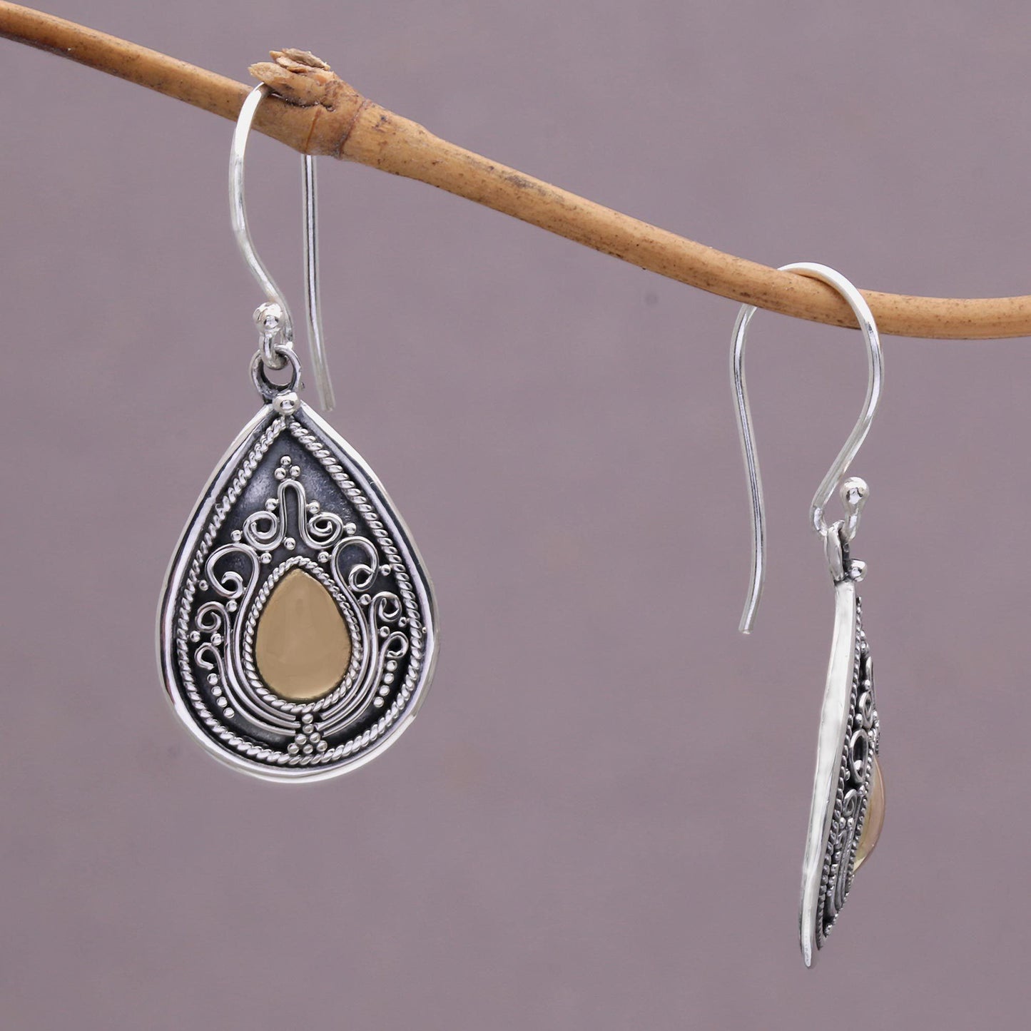 Dewdrop Leaves Sterling Silver Statement Earrings