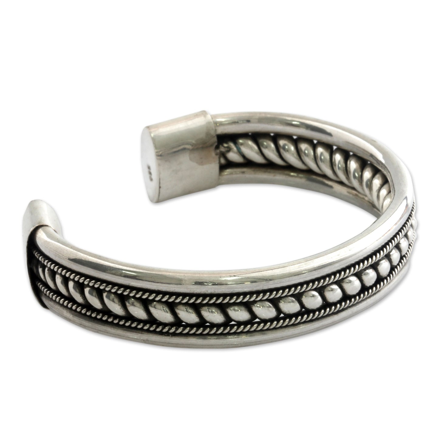 Strength of Celuk Modern Sterling Silver Cuff Bracelet Handcrafted in Bali