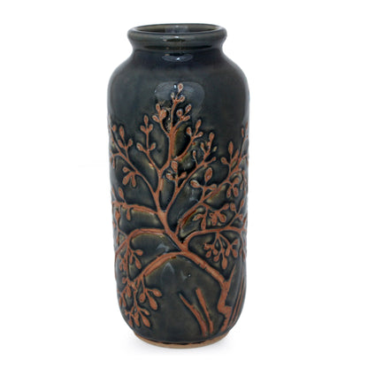 Golden Tree Celadon Ceramic Vase