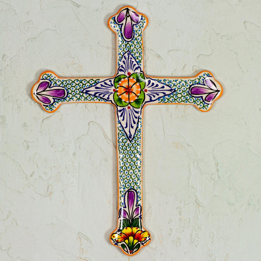 Morning Glory Collectible Talavera Ceramic Cross