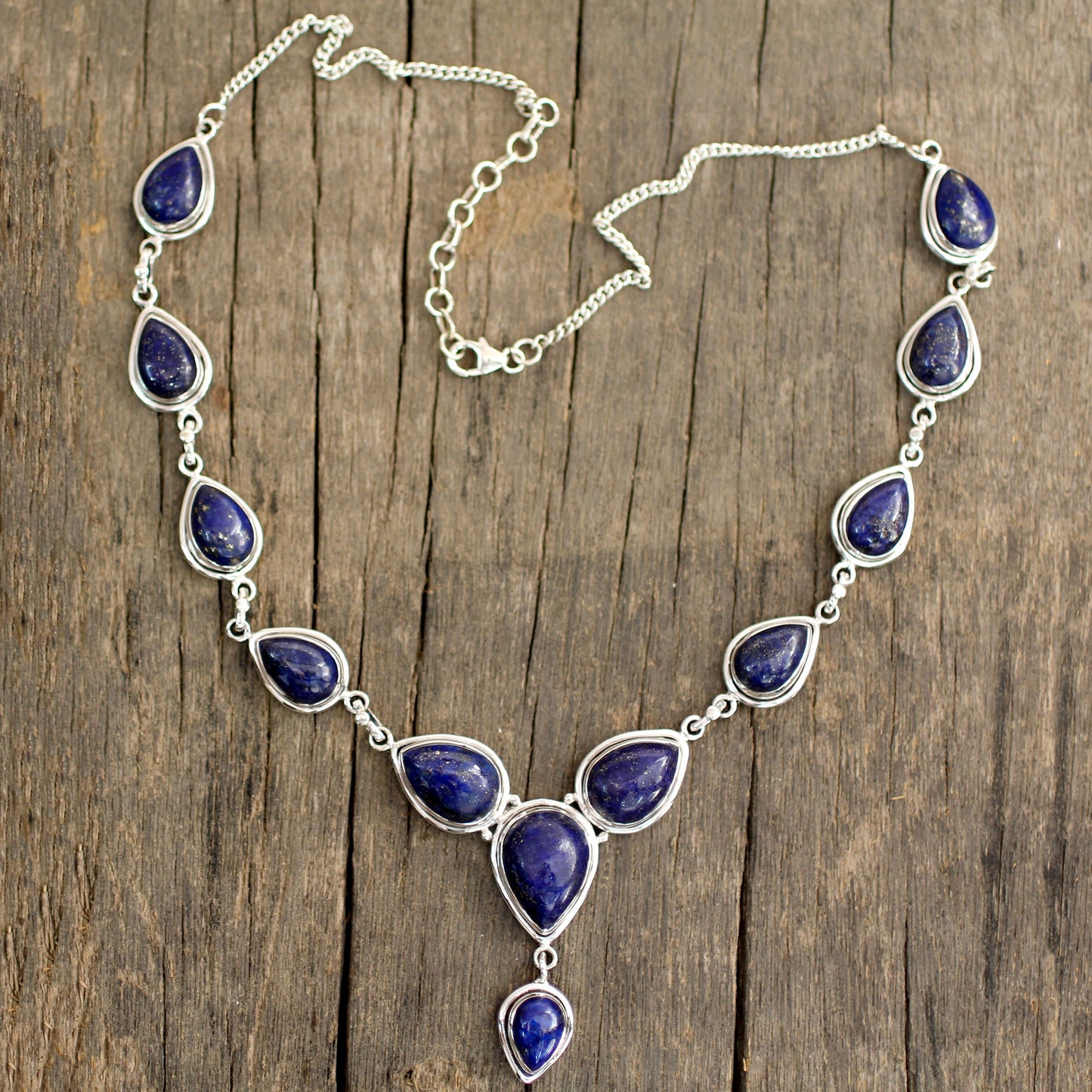 Aura of Beauty Lapis Lazuli and Sterling Silver Necklace from India