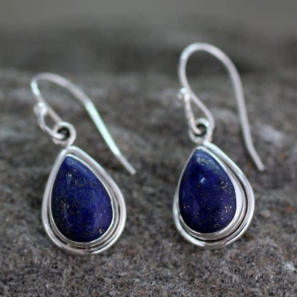 Blue Lapis Lazuli Teardrop Earrings