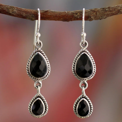 Midnight Teardrops Sterling Silver Earrings