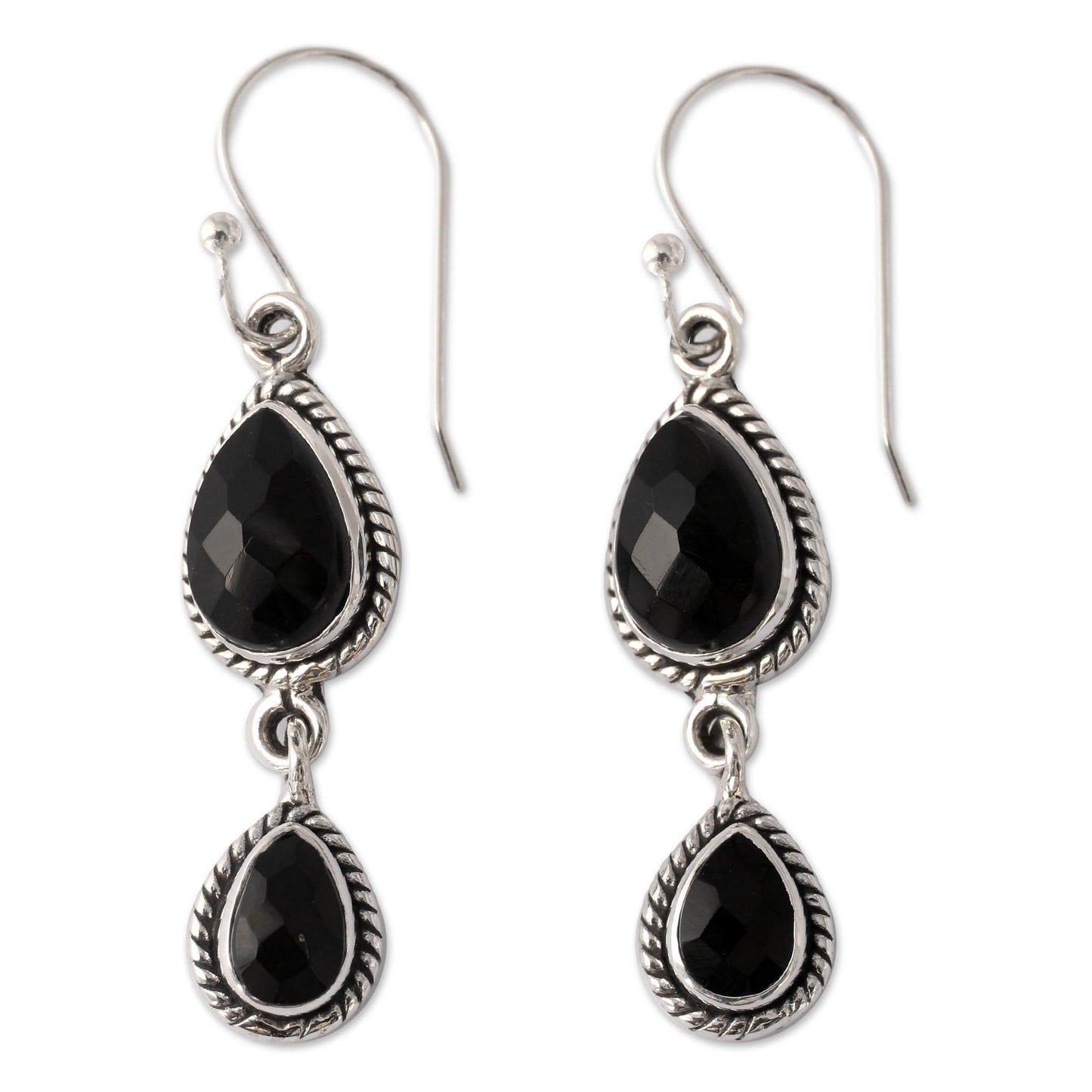 Midnight Teardrops Sterling Silver Earrings