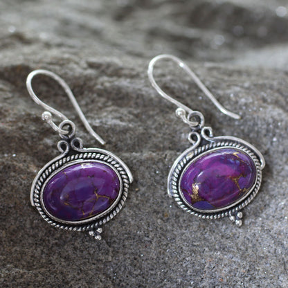 Royal Purple Composite Turquoise and Sterling Silver Earrings