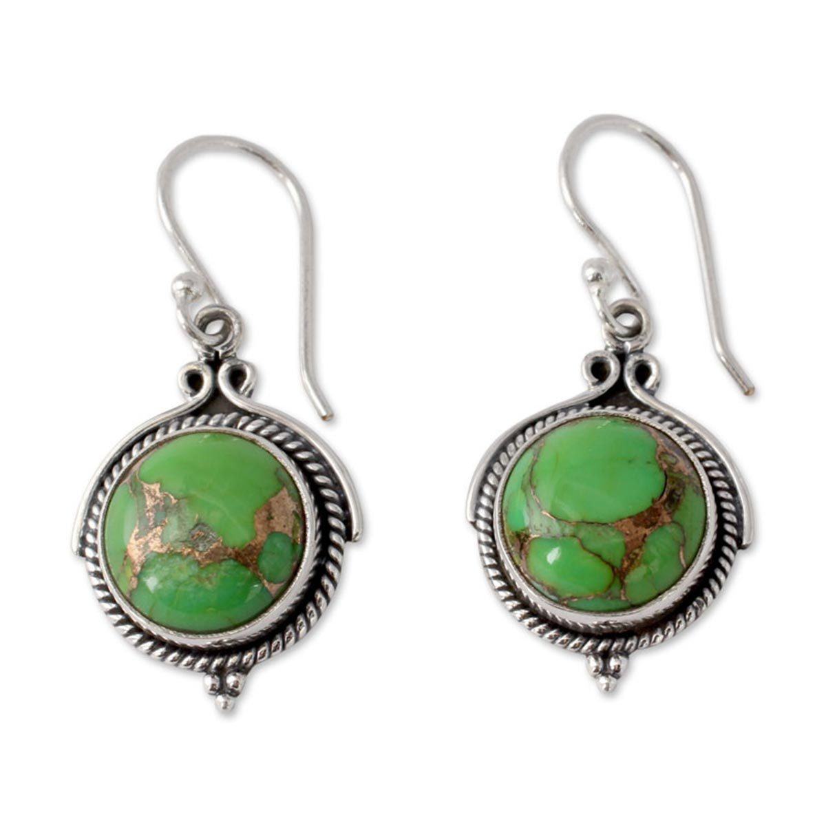 NOVICA - Handcrafted Turquoise & Sterling Silver Dangle Earrings