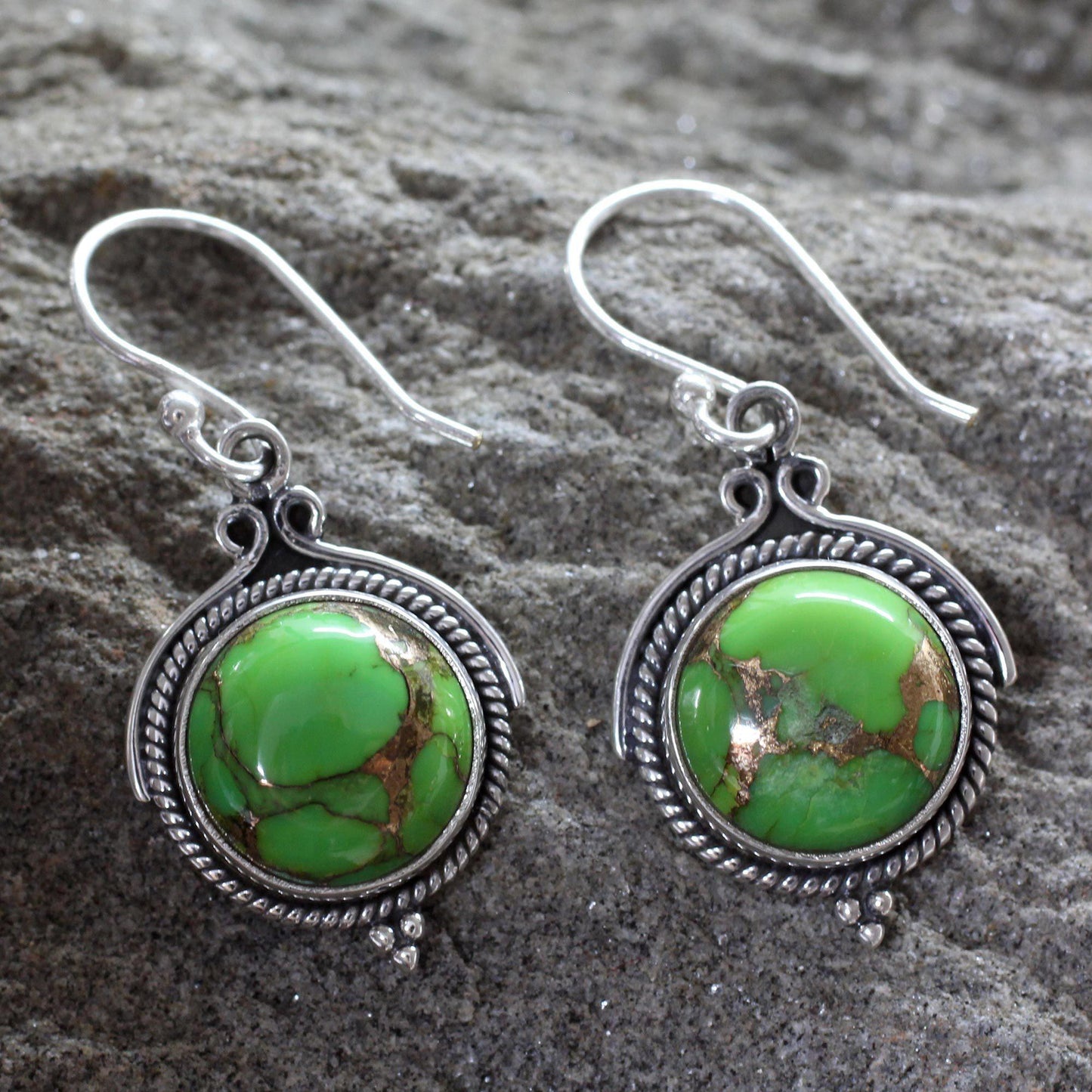 NOVICA - Handcrafted Turquoise & Sterling Silver Dangle Earrings