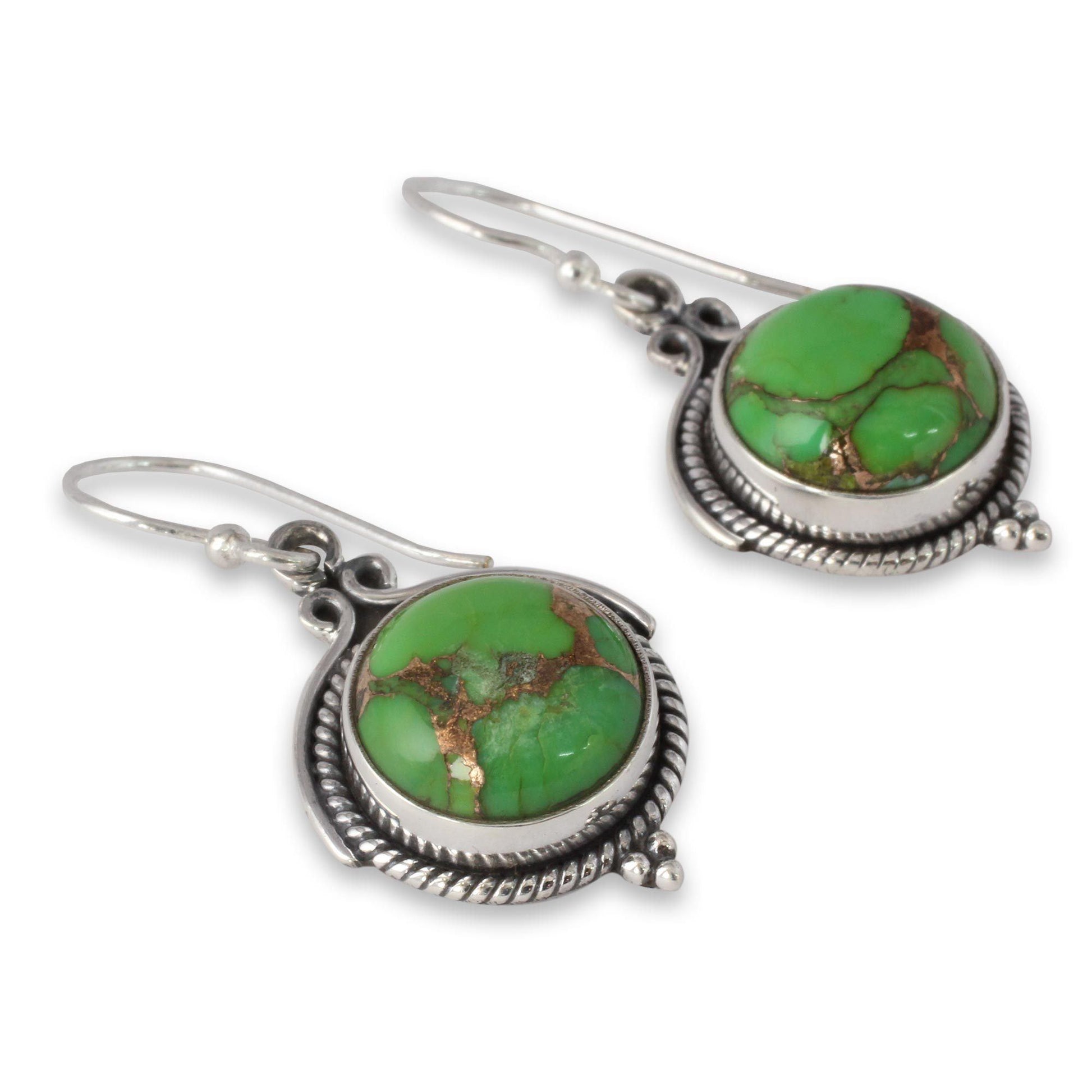 NOVICA - Handcrafted Turquoise & Sterling Silver Dangle Earrings
