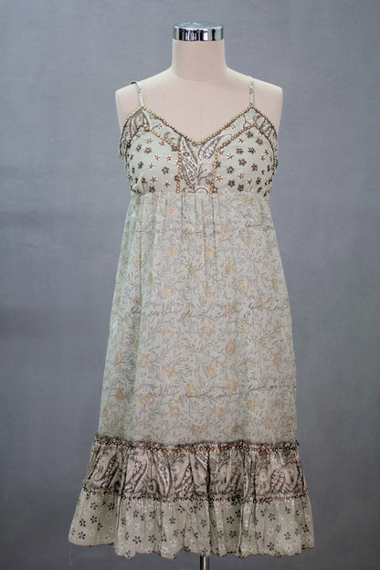 Summer in Jaipur Women's Cotton Floral Sundress with Beaded Accents