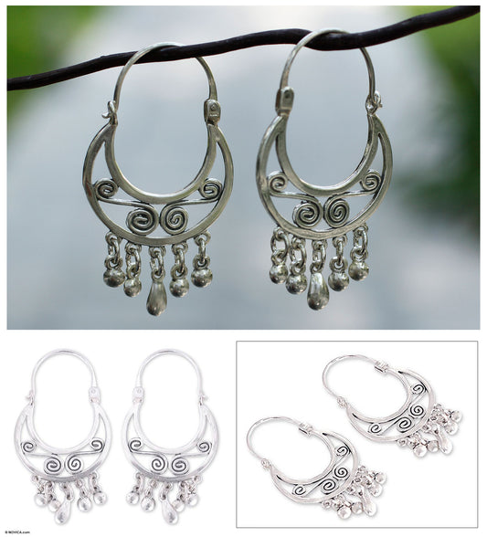 Taxco Dancer Silver Hoop Earrings