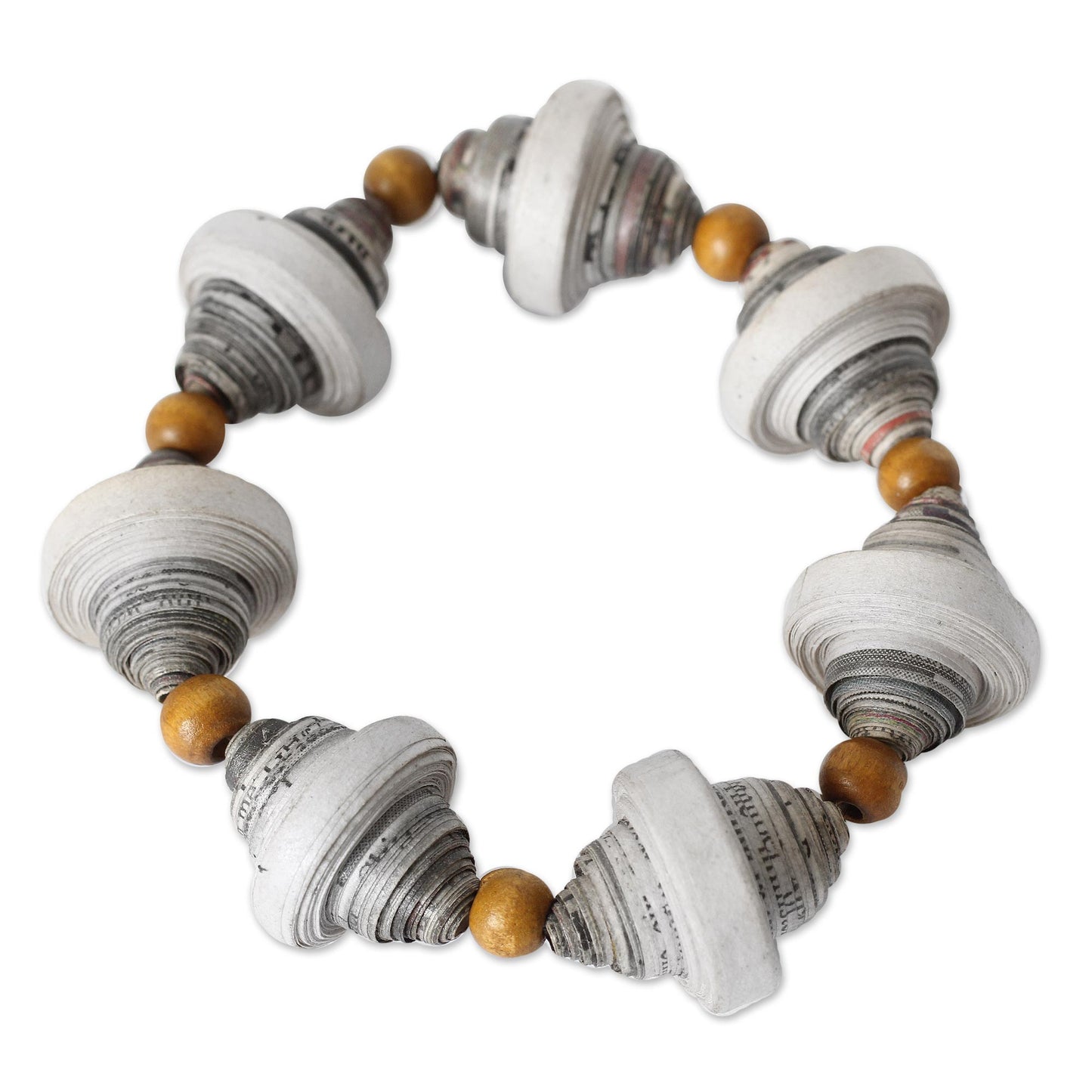 Golden Dawn Handcrafted Modern Recycled Paper Beaded Bracelet