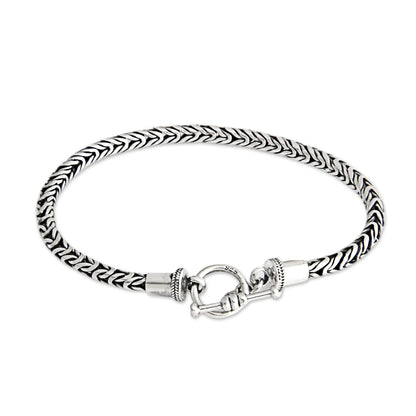 Dragon Tail Sterling Silver Men's Chain Bracelet