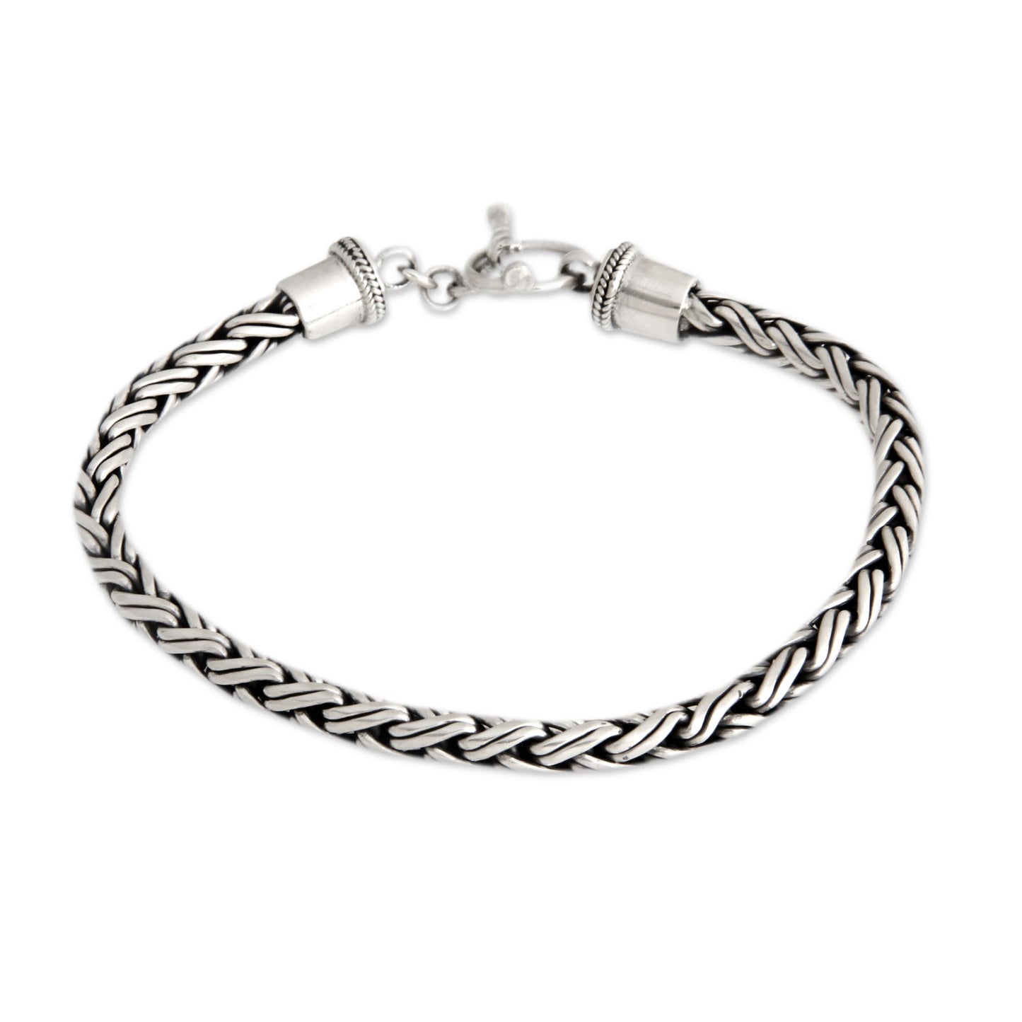 Balinese Python Men's Sterling Silver Chain Bracelet from Indonesia